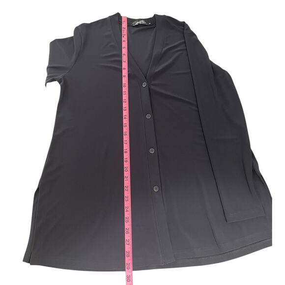 Sympli Button Front Stretch Jersey Long Sleeve Tunic Top Dark Gray Size 10 - Picture 10 of 13